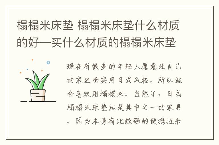 榻榻米床垫 榻榻米床垫什么材质的好—买什么材质的榻榻米床垫