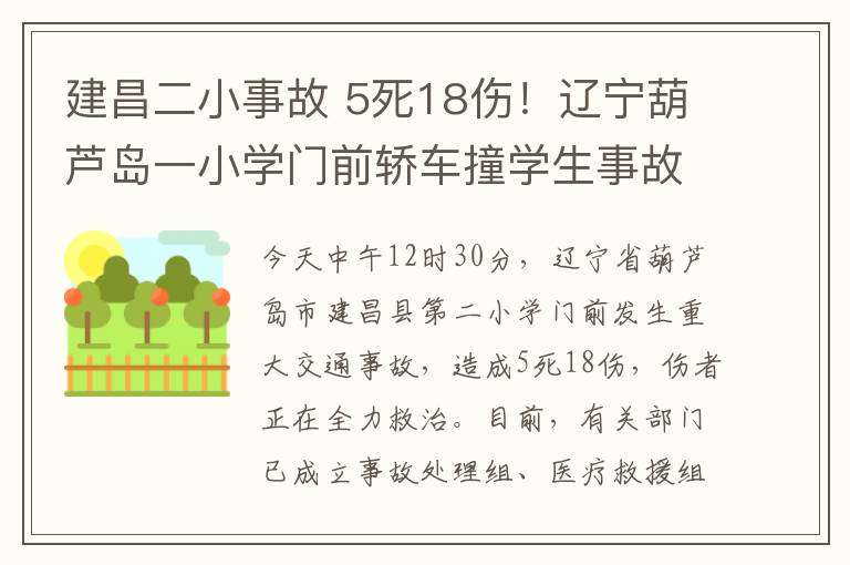 建昌二小事故 5死18伤!辽宁葫芦岛一小学门前轿车撞学生事故原因仍在调查中