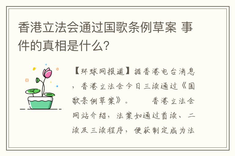 香港立法会通过国歌条例草案 事件的真相是什么?