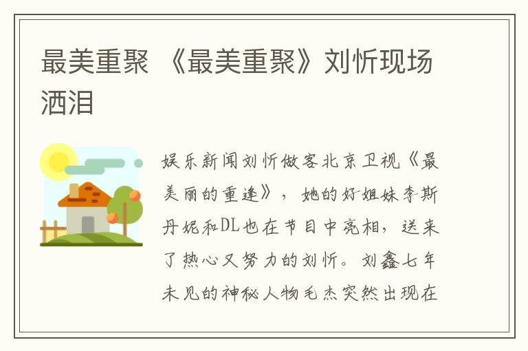 最美重聚 《最美重聚》刘忻现场洒泪