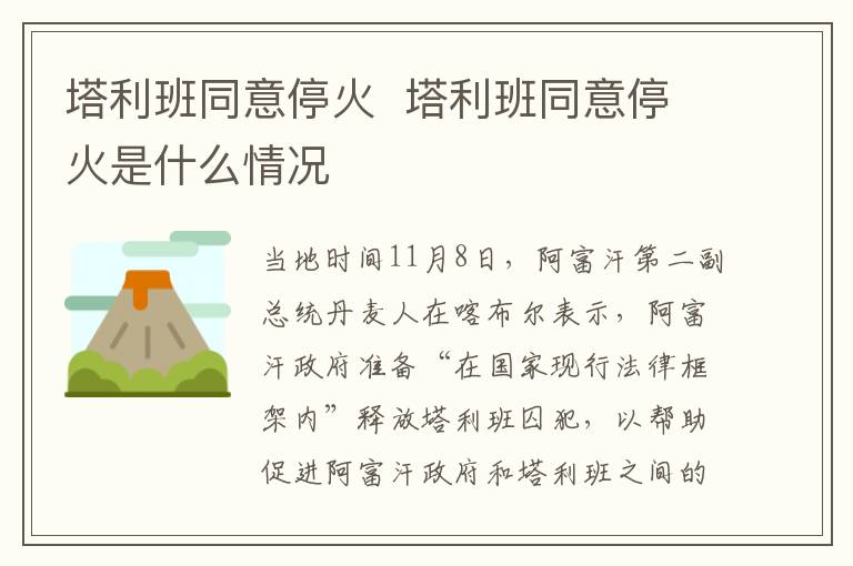 塔利班同意停火  塔利班同意停火是什么情况