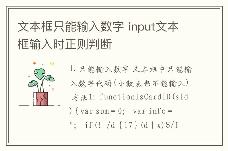 文本框只能输入数字 input文本框输入时正则判断