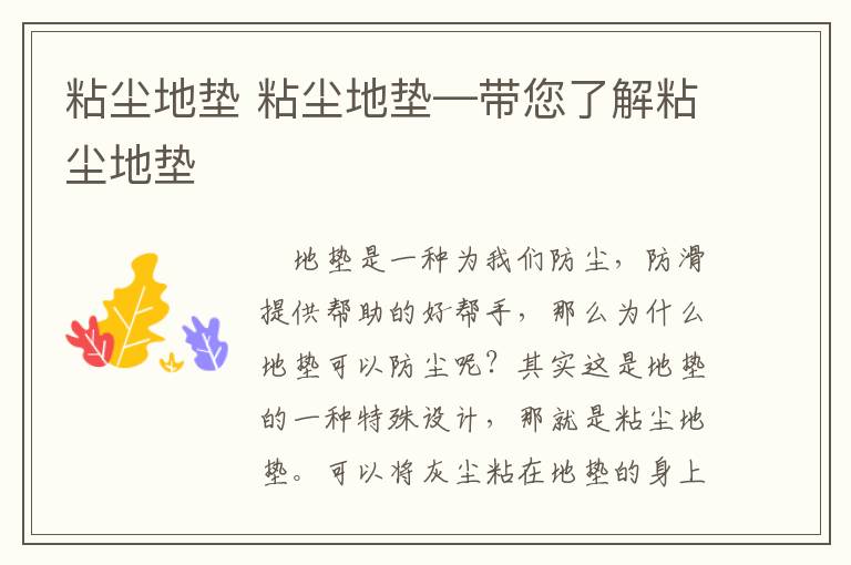 粘尘地垫 粘尘地垫—带您了解粘尘地垫