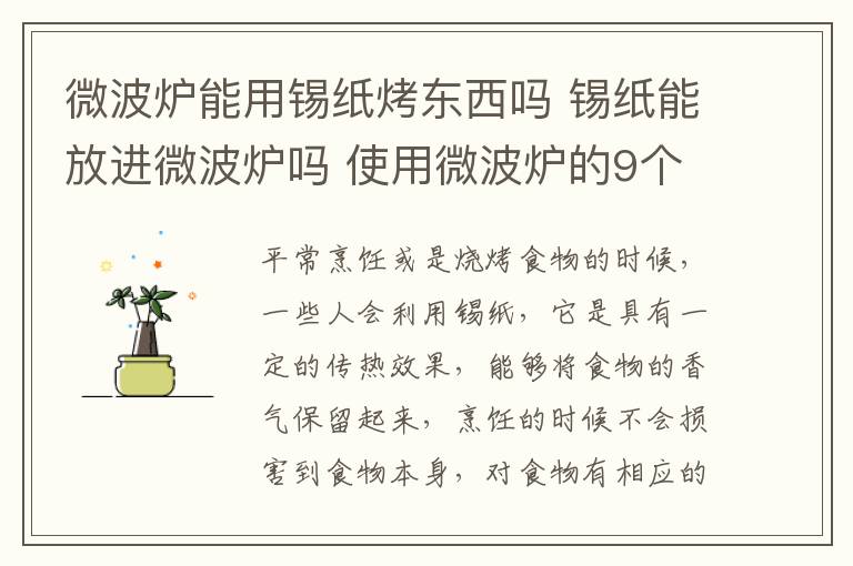 微波炉能用锡纸烤东西吗 锡纸能放进微波炉吗 使用微波炉的9个禁忌