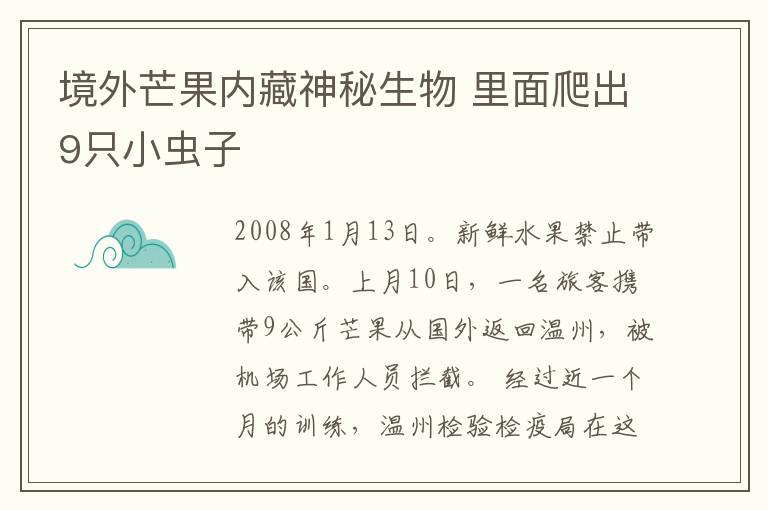 境外芒果内藏神秘生物 里面爬出9只小虫子