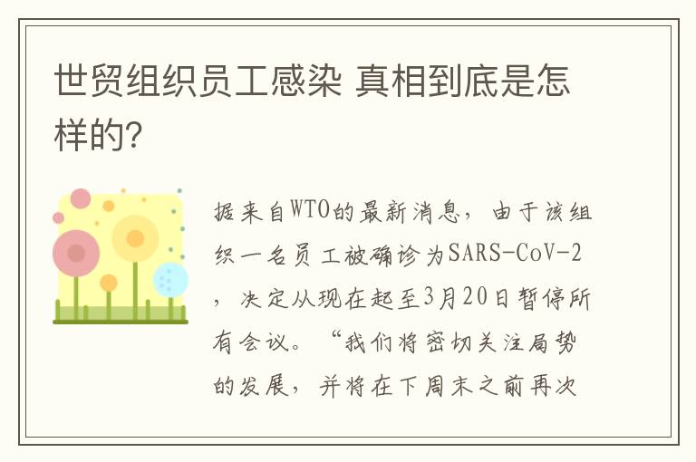 世贸组织员工感染 真相到底是怎样的?