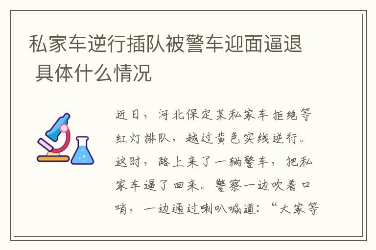 私家车逆行插队被警车迎面逼退 具体什么情况