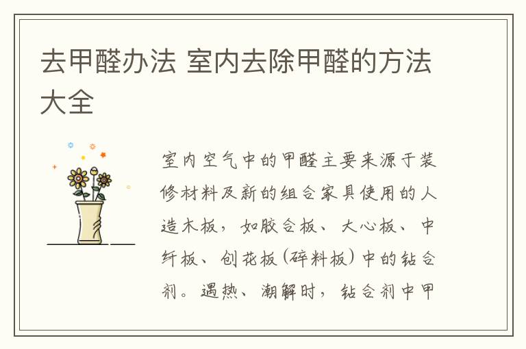 去甲醛办法 室内去除甲醛的方法大全