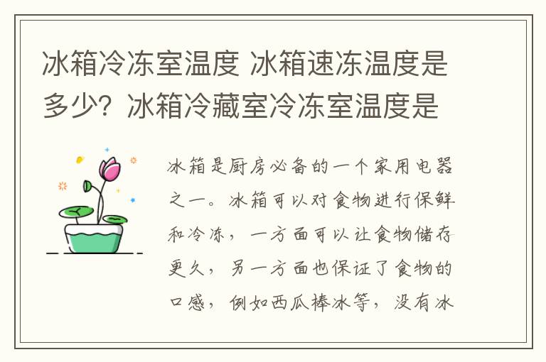 冰箱冷冻室温度 冰箱速冻温度是多少?冰箱冷藏室冷冻室温度是多少