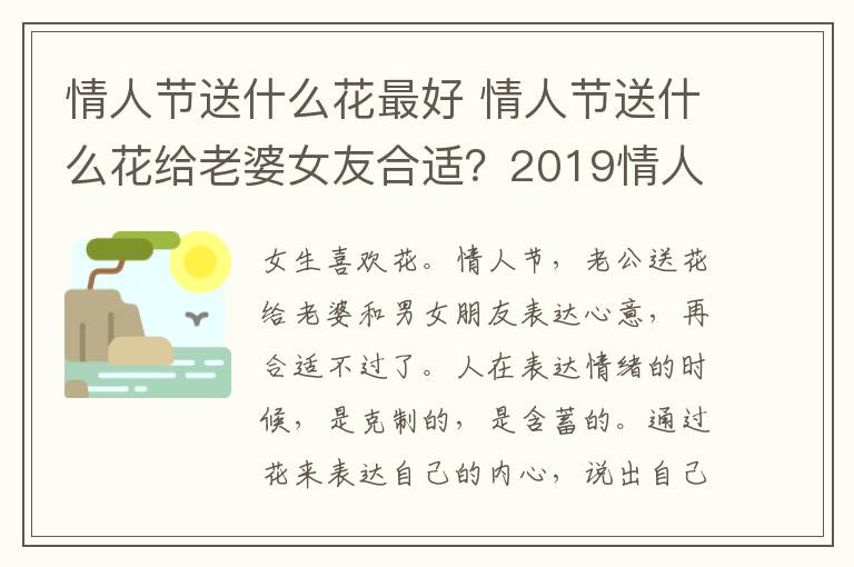 情人节送什么花最好 情人节送什么花给老婆女友合适?2019情人节送花寓意有哪些