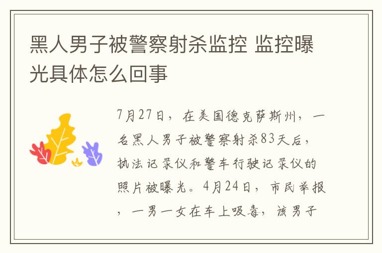 黑人男子被警察射杀监控 监控曝光具体怎么回事