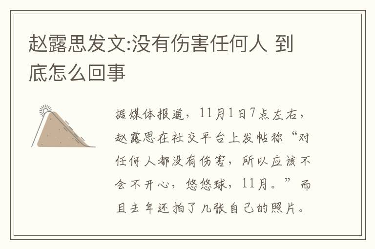赵露思发文:没有伤害任何人 到底怎么回事