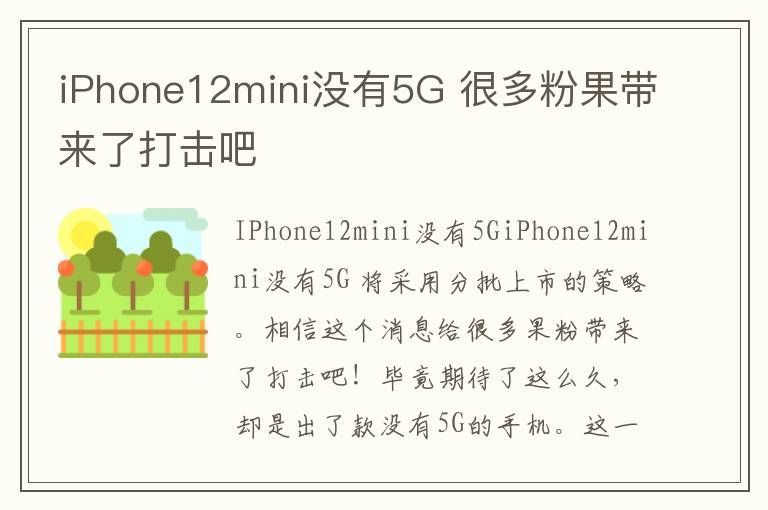iPhone12mini没有5G 很多粉果带来了打击吧