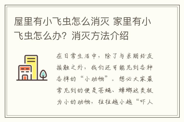 屋里有小飞虫怎么消灭 家里有小飞虫怎么办?消灭方法介绍