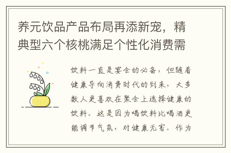 养元饮品产品布局再添新宠,精典型六个核桃满足个性化消费需求