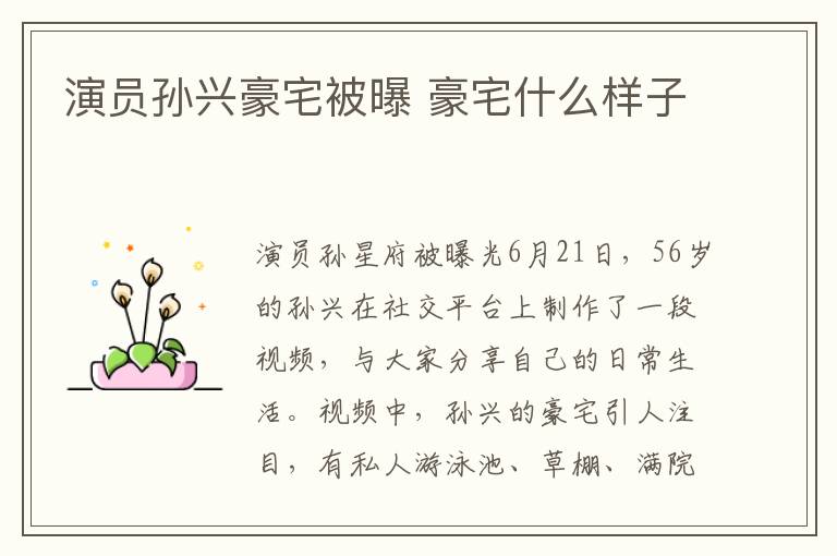 演员孙兴豪宅被曝 豪宅什么样子