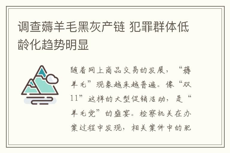 调查薅羊毛黑灰产链 犯罪群体低龄化趋势明显