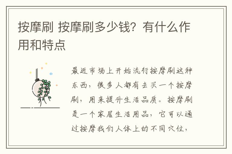 按摩刷 按摩刷多少钱?有什么作用和特点