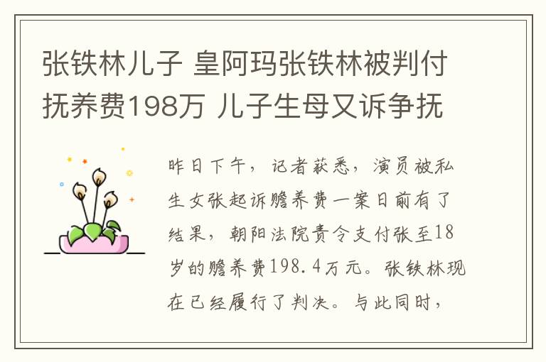 张铁林儿子 皇阿玛张铁林被判付抚养费198万 儿子生母又诉争抚养权