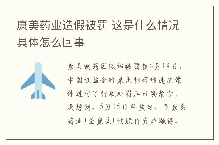 康美药业造假被罚 这是什么情况具体怎么回事
