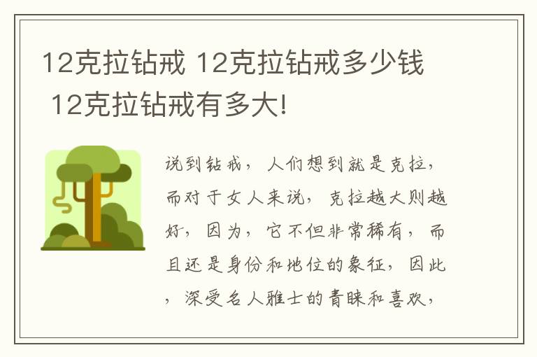12克拉钻戒 12克拉钻戒多少钱  12克拉钻戒有多大!