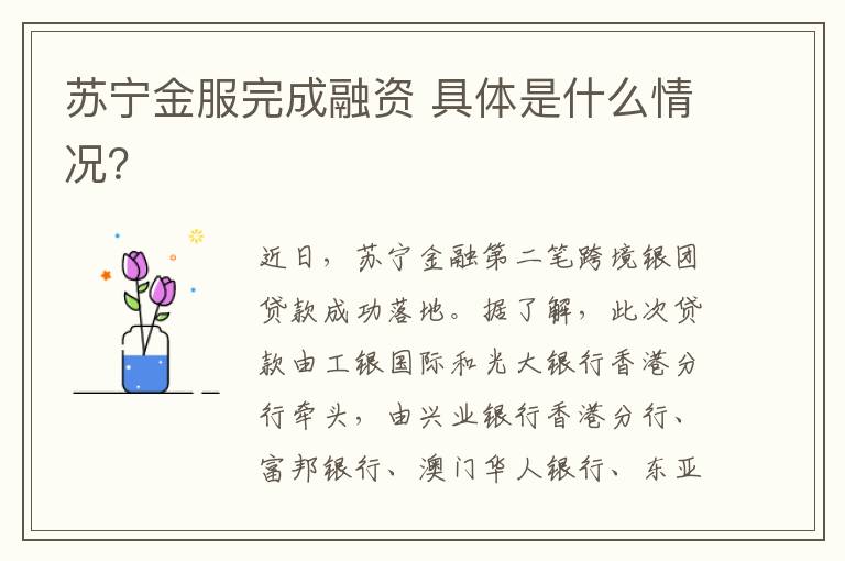 苏宁金服完成融资 具体是什么情况?
