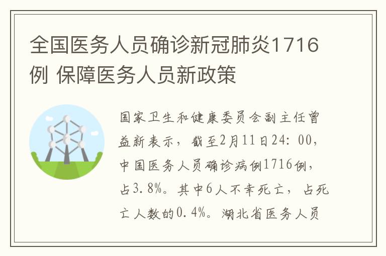 全国医务人员确诊新冠肺炎1716例 保障医务人员新政策