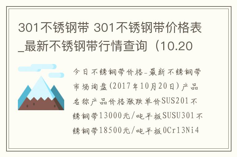 301不锈钢带 301不锈钢带价格表_最新不锈钢带行情查询(10.20)