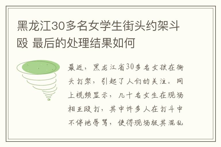 黑龙江30多名女学生街头约架斗殴 最后的处理结果如何