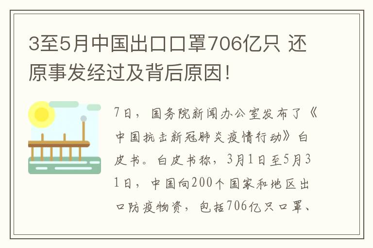 3至5月中国出口口罩706亿只 还原事发经过及背后原因!