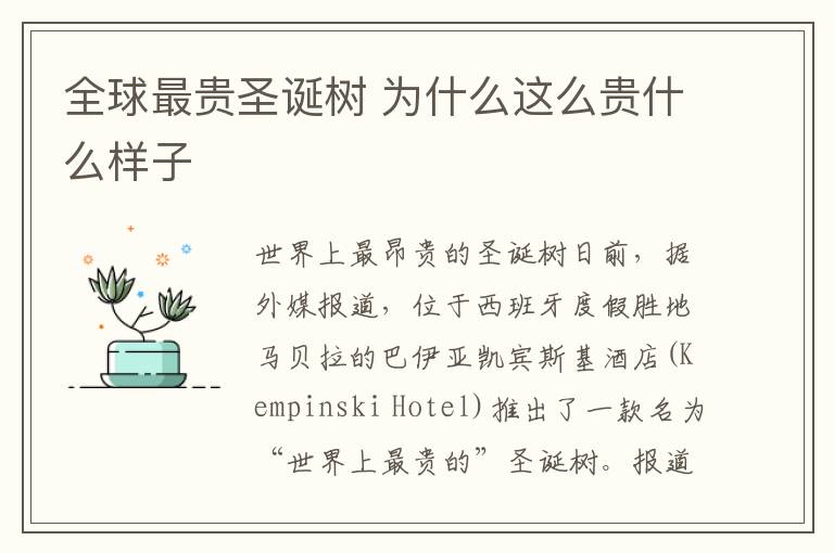 全球最贵圣诞树 为什么这么贵什么样子