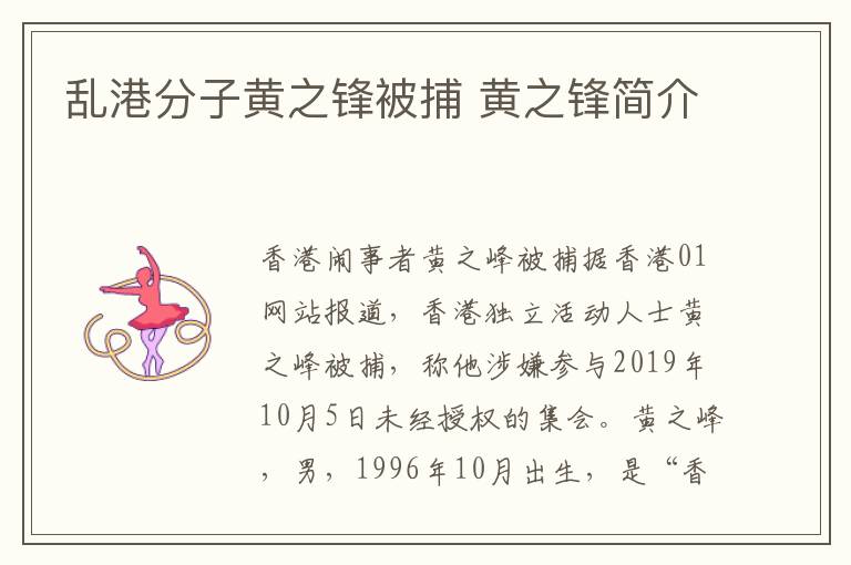 乱港分子黄之锋被捕 黄之锋简介