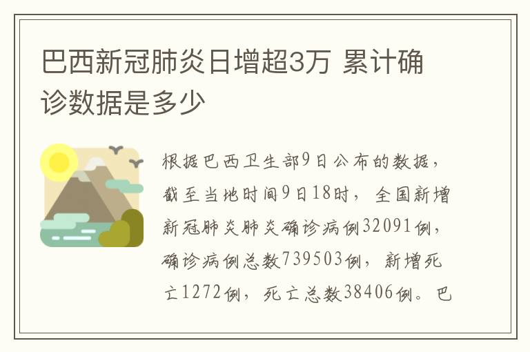 巴西新冠肺炎日增超3万 累计确诊数据是多少