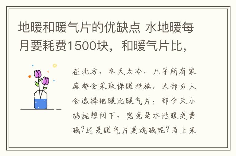 地暖和暖气片的优缺点 水地暖每月要耗费1500块,和暖气片比,谁更划算?
