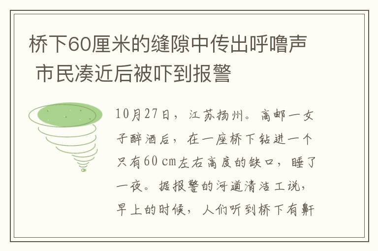 桥下60厘米的缝隙中传出呼噜声 市民凑近后被吓到报警