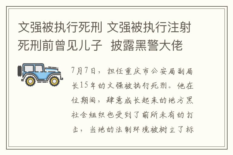 文强被执行死刑 文强被执行注射死刑前曾见儿子  披露黑警大佬最后时刻