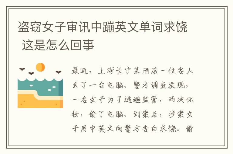 盗窃女子审讯中蹦英文单词求饶 这是怎么回事