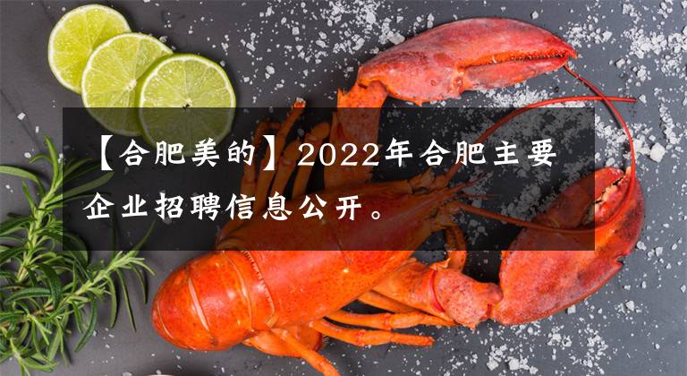 【合肥美的】2022年合肥主要企业招聘信息公开。