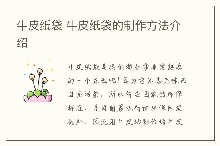 牛皮纸袋 牛皮纸袋的制作方法介绍