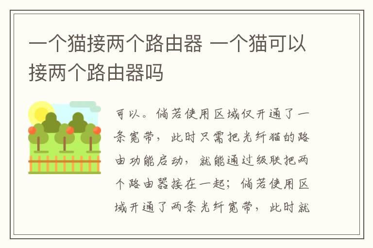 一个猫接两个路由器 一个猫可以接两个路由器吗