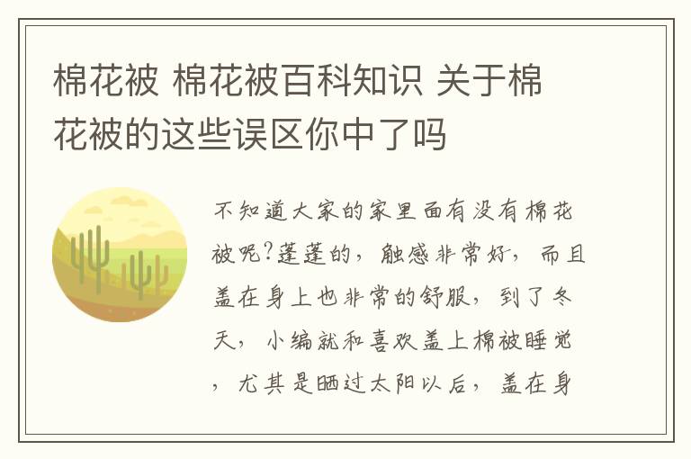 棉花被 棉花被百科知识 关于棉花被的这些误区你中了吗