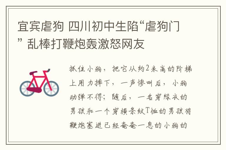 宜宾虐狗 四川初中生陷“虐狗门” 乱棒打鞭炮轰激怒网友
