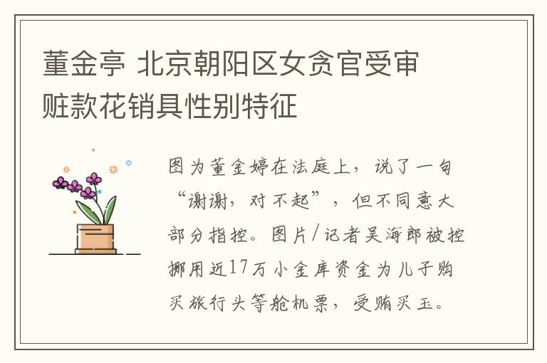 董金亭 北京朝阳区女贪官受审 赃款花销具性别特征