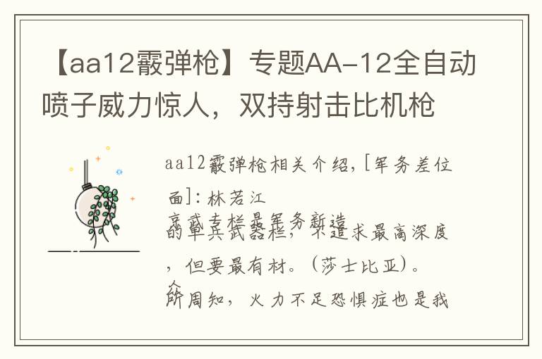 【aa12霰弹枪】专题AA-12全自动喷子威力惊人,双持射击比机枪还猛