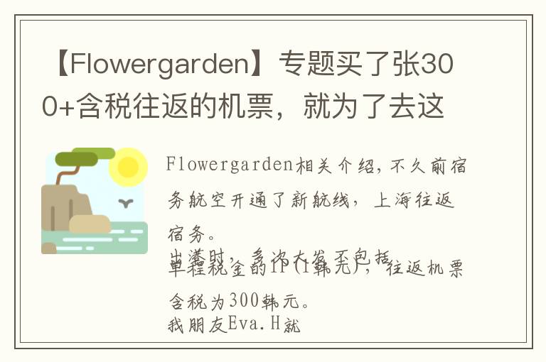 【Flowergarden】专题买了张300+含税往返的机票,就为了去这个网红海岛浪