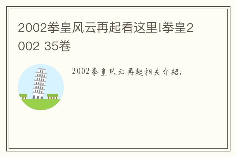 2002拳皇风云再起看这里!拳皇2002 35卷