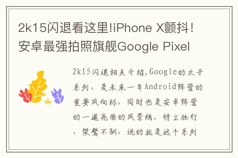 2k15闪退看这里!iPhone X颤抖!安卓最强拍照旗舰Google Pixel 2 XL详细上手评测