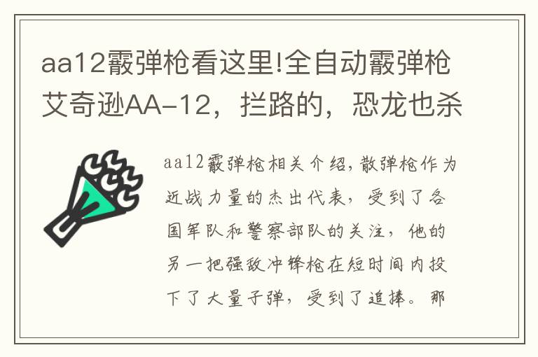 aa12霰弹枪看这里!全自动霰弹枪艾奇逊AA-12,拦路的,恐龙也杀给你看