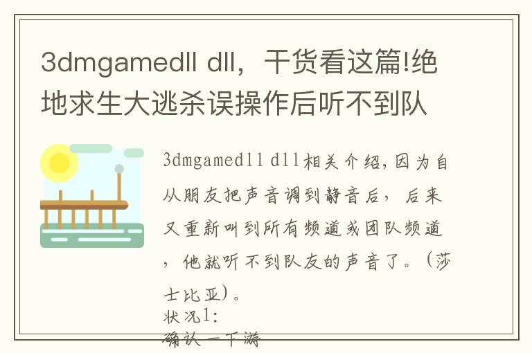 3dmgamedll dll,干货看这篇!绝地求生大逃杀误操作后听不到队友语音怎么办