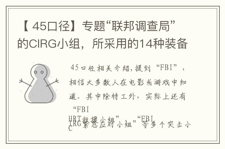 【 45口径】专题“联邦调查局”的CIRG小组,所采用的14种装备
